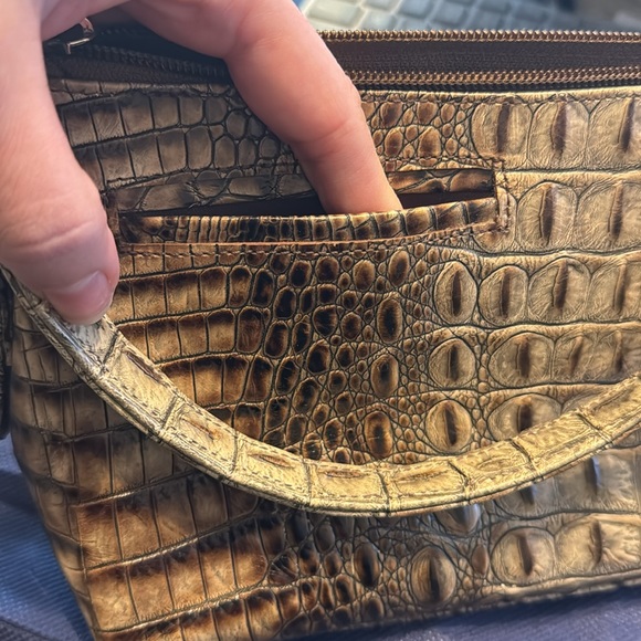 Besso Brown Leather Shoulder Bag Croc Embossed - Picture 4 of 8